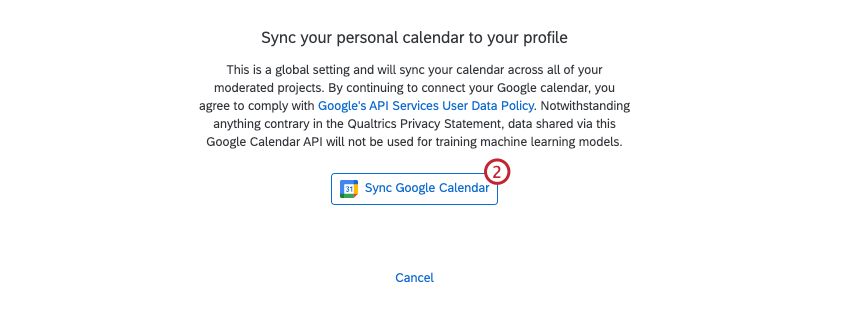 bouton de synchronisation de lagenda google