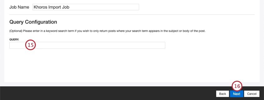 configurare una query di ricerca