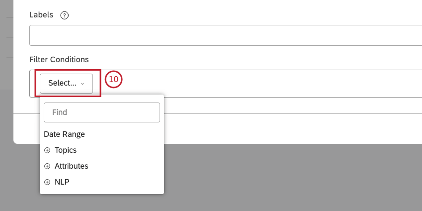Choisissez une condition à laide du menu Select.