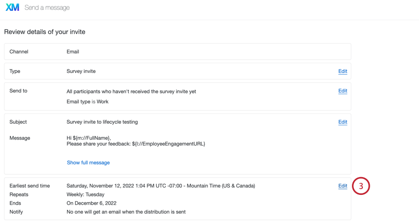 clicking edit to edit the email