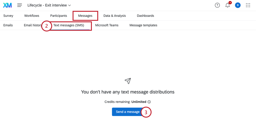 creating a sms distribution in the messages tab