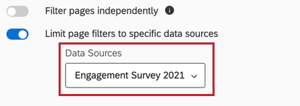 limitare i filtri della pagina a unorigine dati
