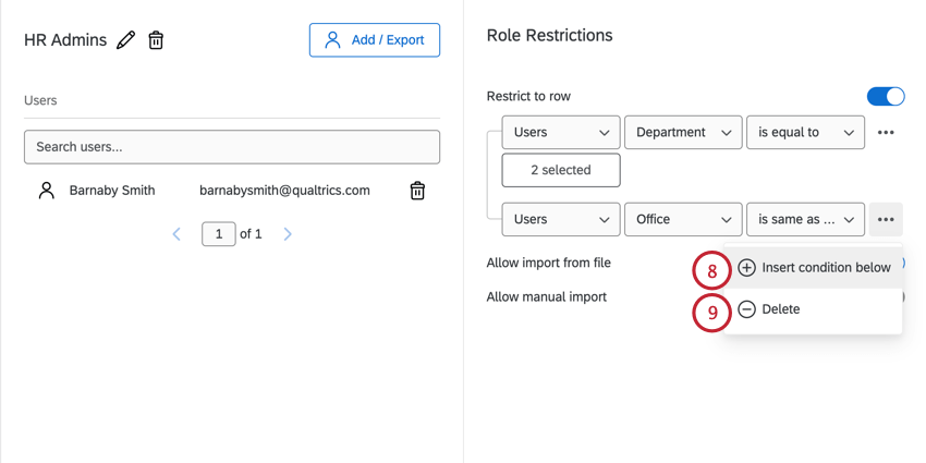 adding and removing additional conditions