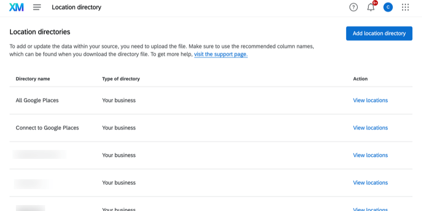 la page daccueil du répertoire de localisation