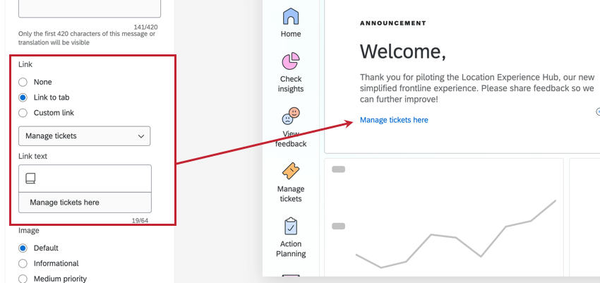adding a link to the hub message