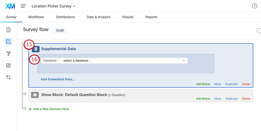 adding supplemental data element to survey flow
