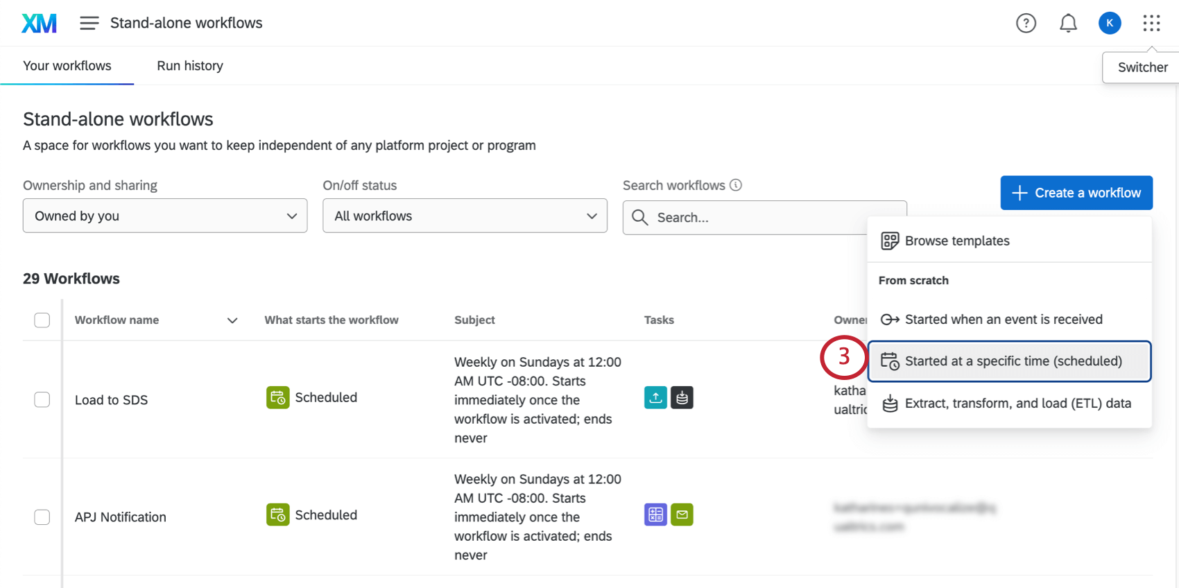 Going to workflows and making a scheduled workflow