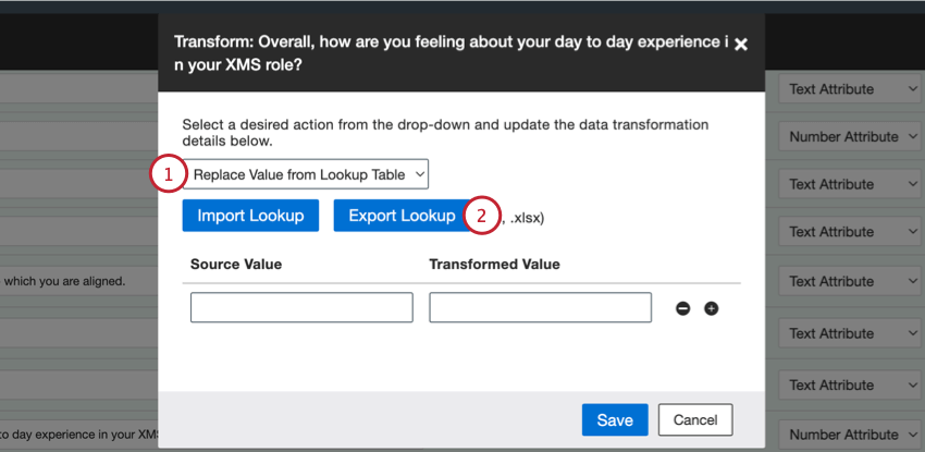 choosing a lookup table and clicking export lookup