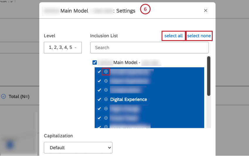 Configure the subset of topics that should be included in the report in the Settings window