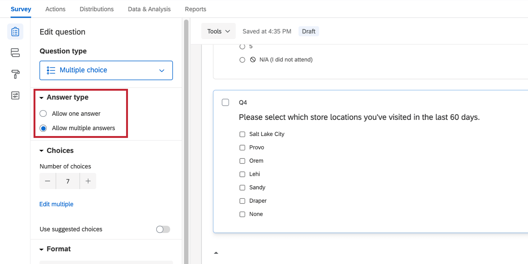 In the quesiton editing pane, section for "answer type," with options for allow one answer and allow multiple answers. You want allow multiple answers to be enabled