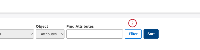 auf der Projektattributseite auf Filter klicken