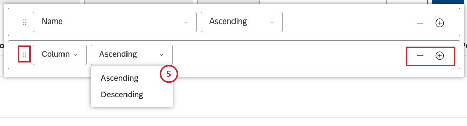 Sortierrichtung wählen