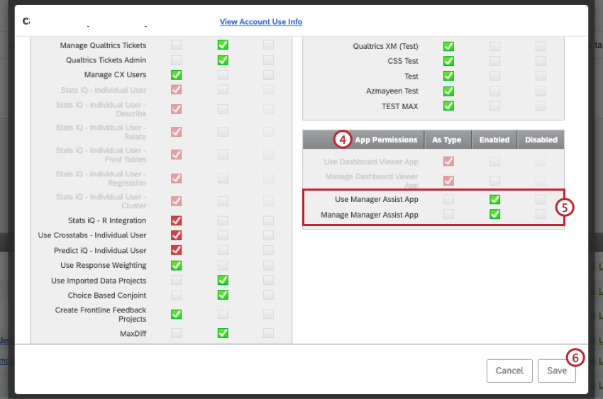 manager assist permissions for an individual user