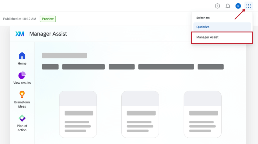 App-Switcher zur Unterstützung von Manager Assist