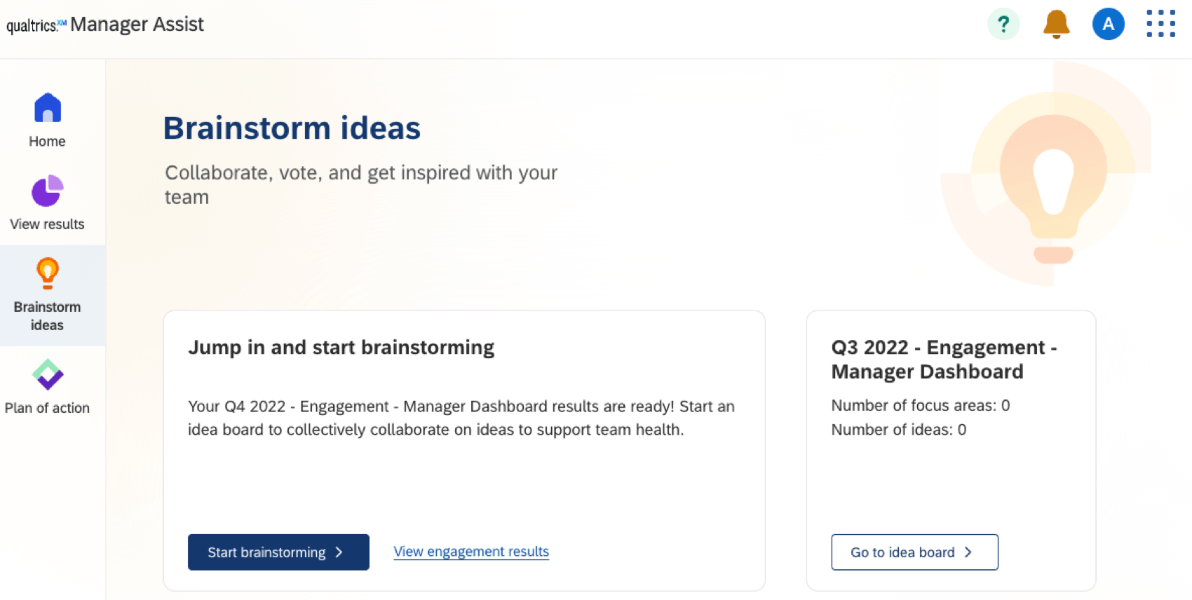 page partager des idées dans manager assist