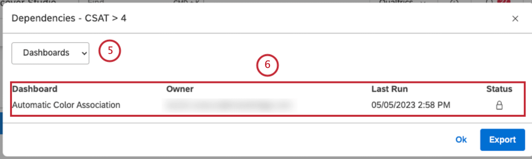 In the Dependencies window, select Dashboards from the menu to see which dashboards use the filter.