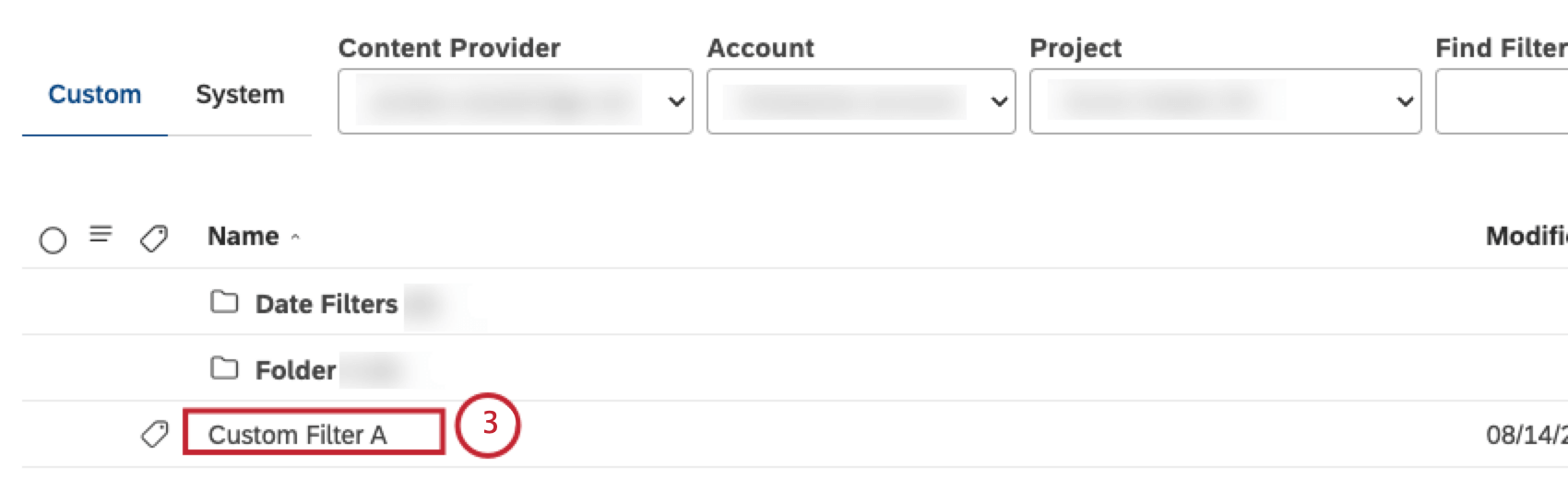 Haga clic en el nombre del filtro.