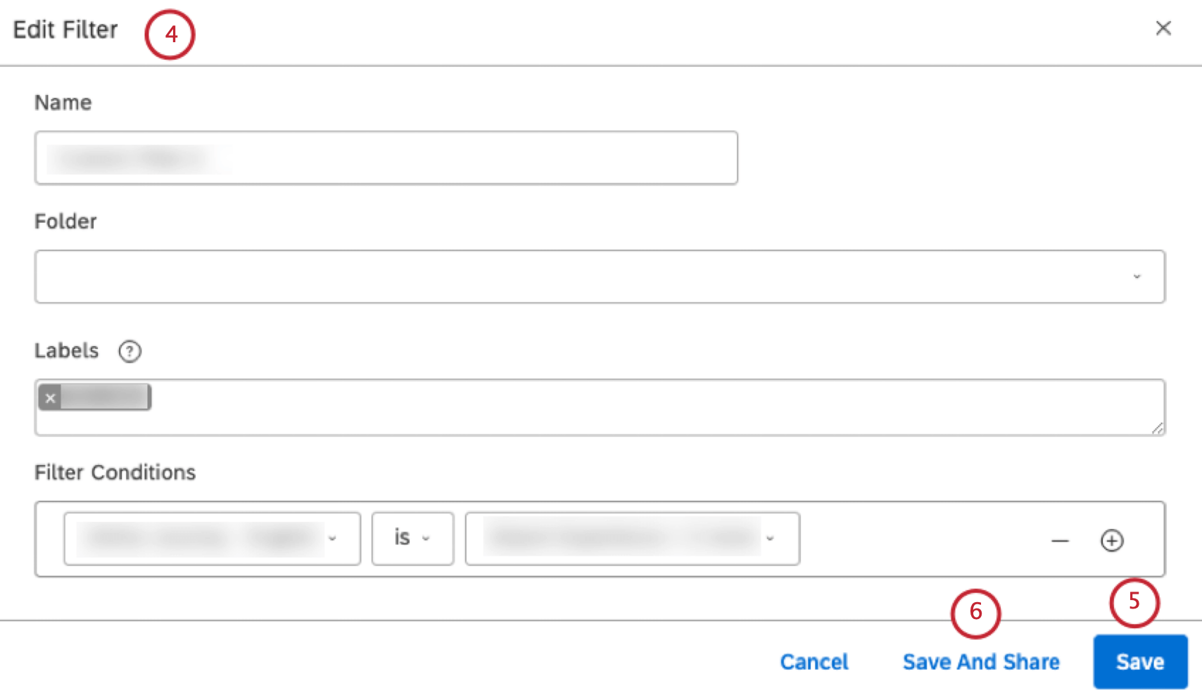Vous pouvez modifier ou supprimer les conditions de filtrage existantes dans la fenêtre Modifier le filtre.