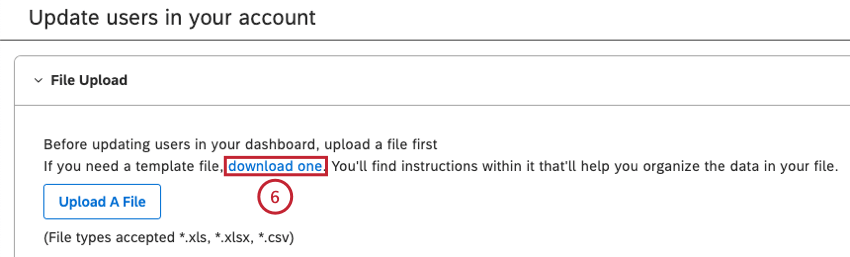 Click the download one link in the File Upload section