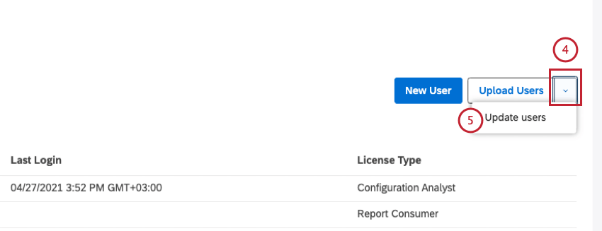 ユーザーの更新]ボタンをクリックします。