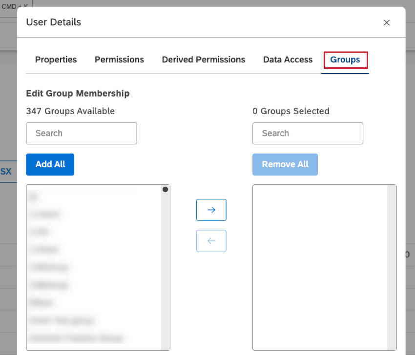 Groups tab