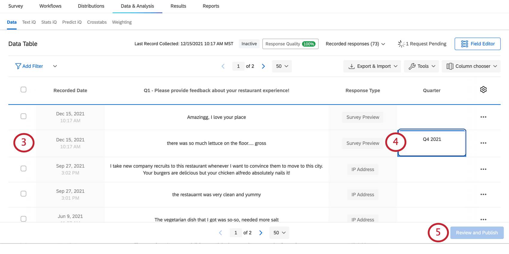 Screenshot showing how to edit a specific field by clicking into it and typing