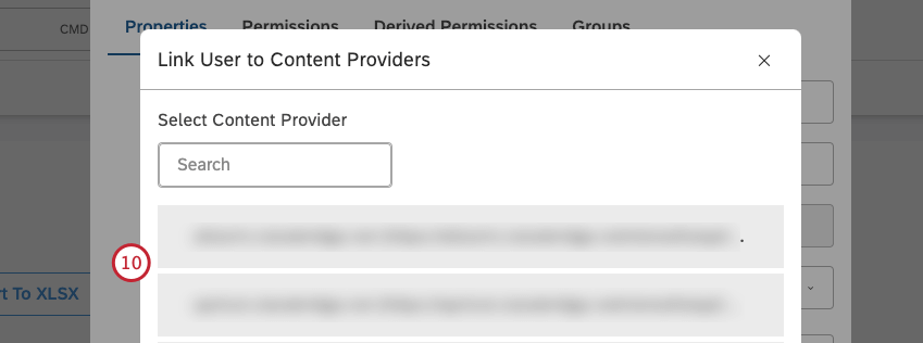 Cliquez sur le nom de votre fournisseur de contenu.