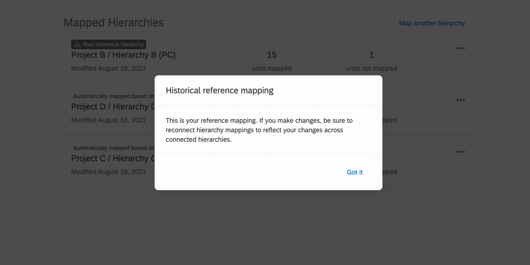 the historical reference popup