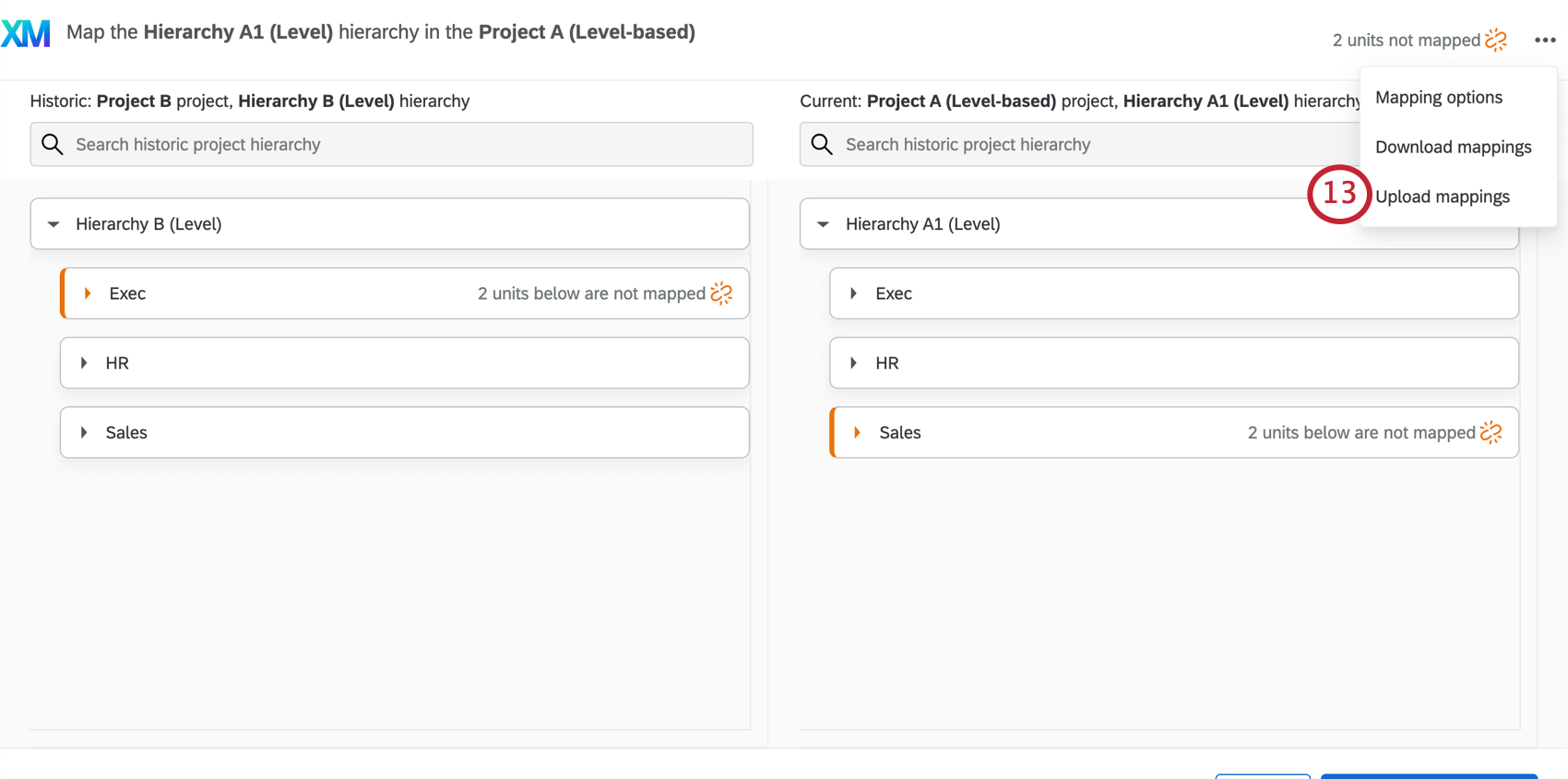 Clicking the three dots in the top right corner and then Upload mappings