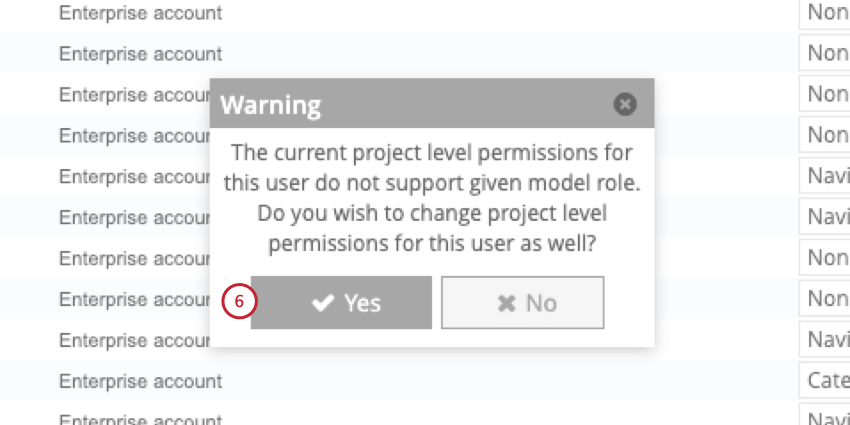 facendo clic su sì nel popup