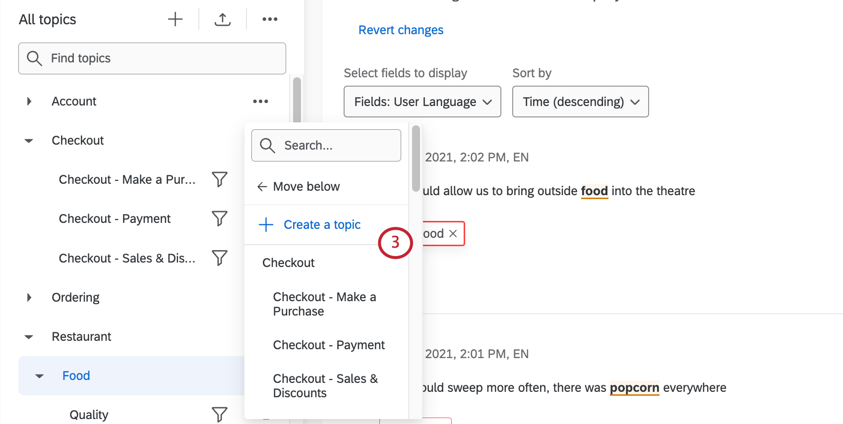 New menu opens where you can select a new location