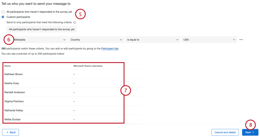 choosing the reminder recipients