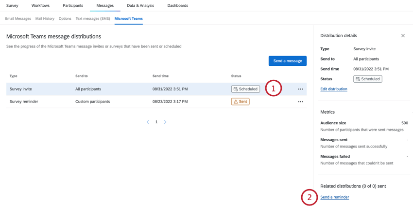 selecting an existing invite and choosing schedule a reminder