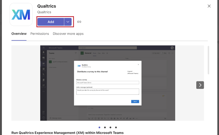 as a user, downloading the qualtrics app in ms teams