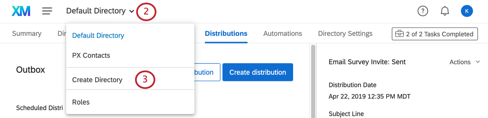 Klicken Sie auf die Symbolleiste oben links und wählen Sie die letzte Option, Verzeichnis erstellen in blau