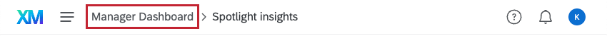 facendo clic sul nome del dashboard nellangolo in alto a sinistra