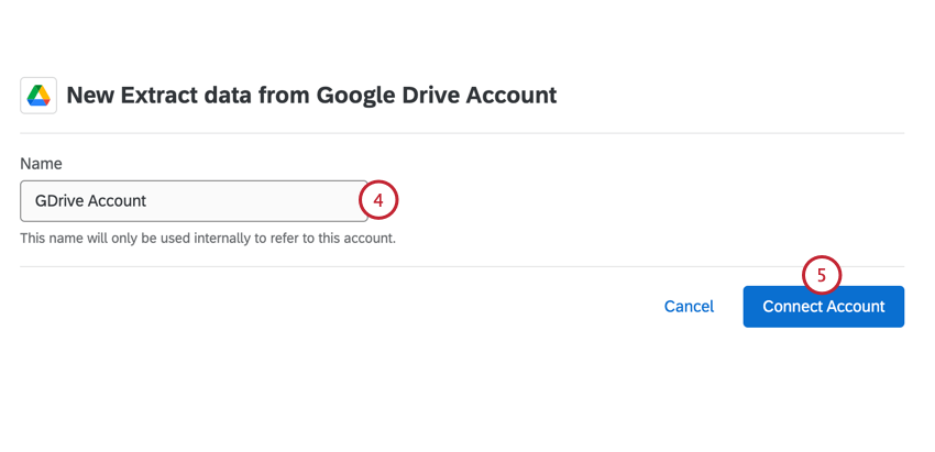 naming the account and connecting it