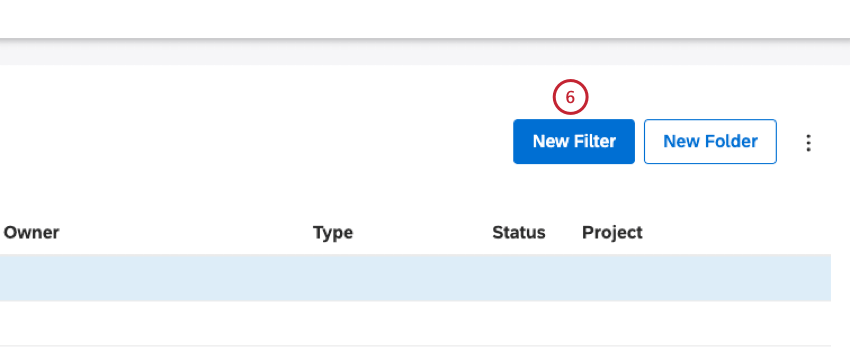 To create a filter inside the root folder, click the New Filter button.
