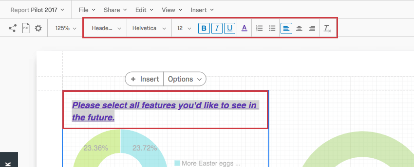 Rich Content Editor über einem Visualisierung bei der Bearbeitung