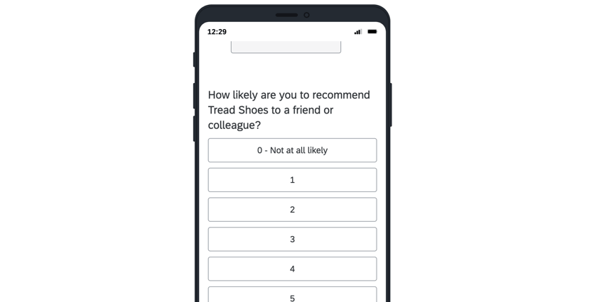 eine NPS im vertikalen Format für mobile Umfrage