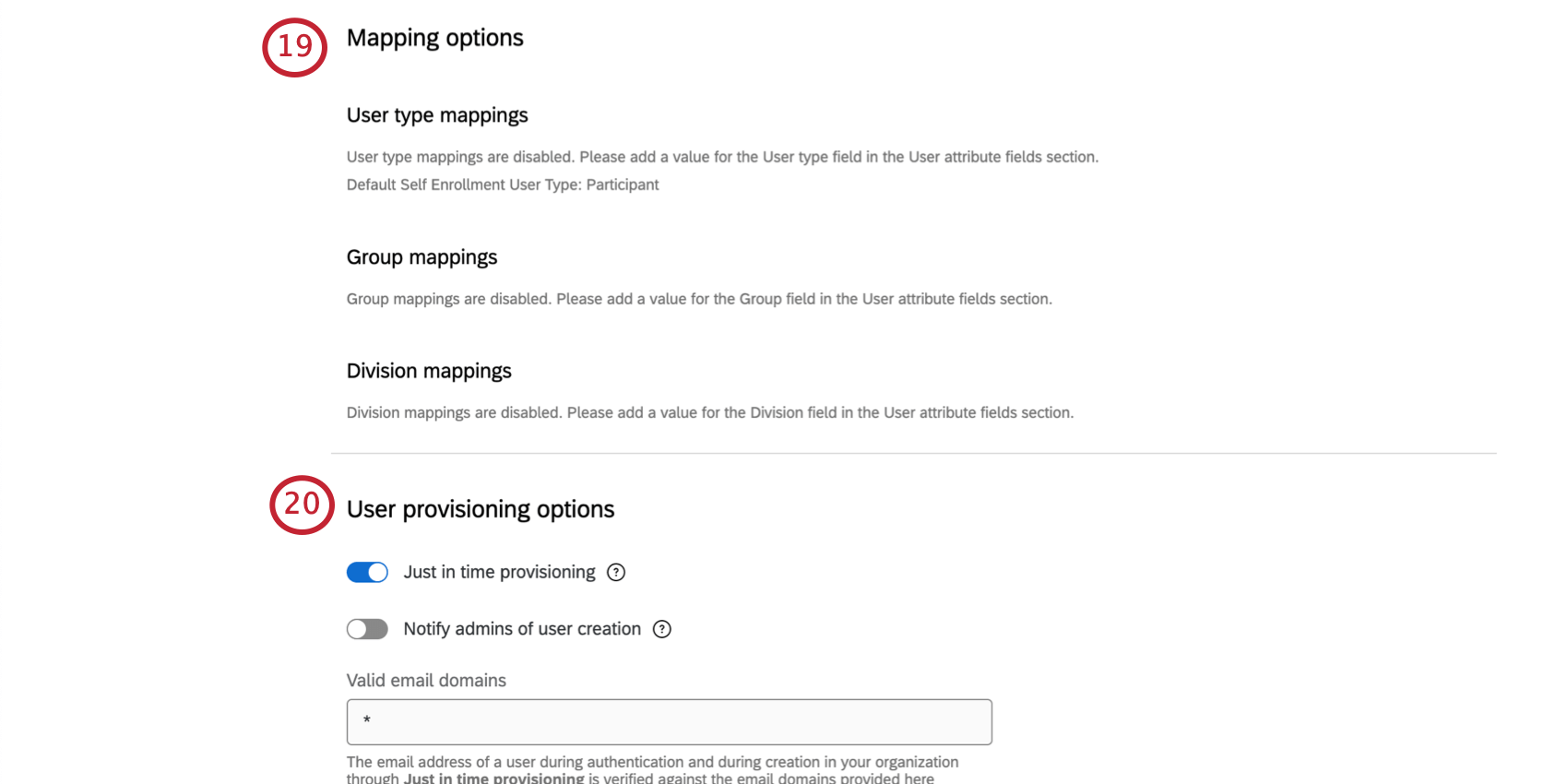User mapping options