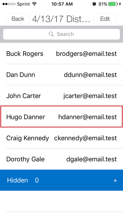 List of people within a contact list