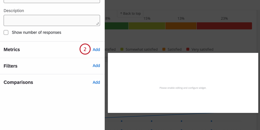 clicking add in metrics