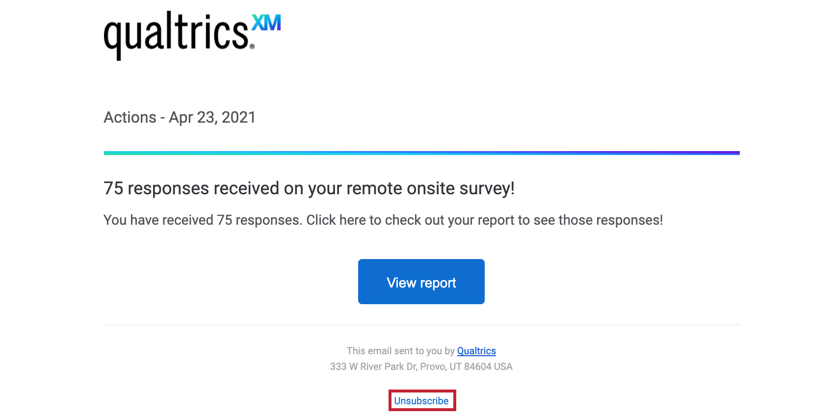 Bouton de désabonnement tout en bas de le-mail