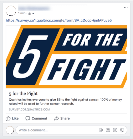 クアルトリクスによるアンケート調査（カスタムロゴ付き）をFacebookに掲載。