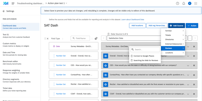 En los datos del Tablero , agregar una fuente de datos y mapear los datos de ORM