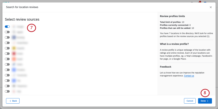 selezionare da una lista di fonti di valutatori