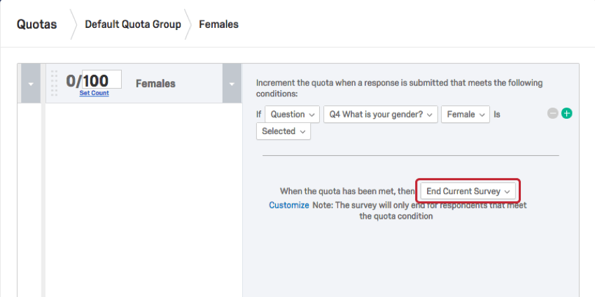 Dropdown-Menü mit ausgewählter Option „Aktuelle Umfrage