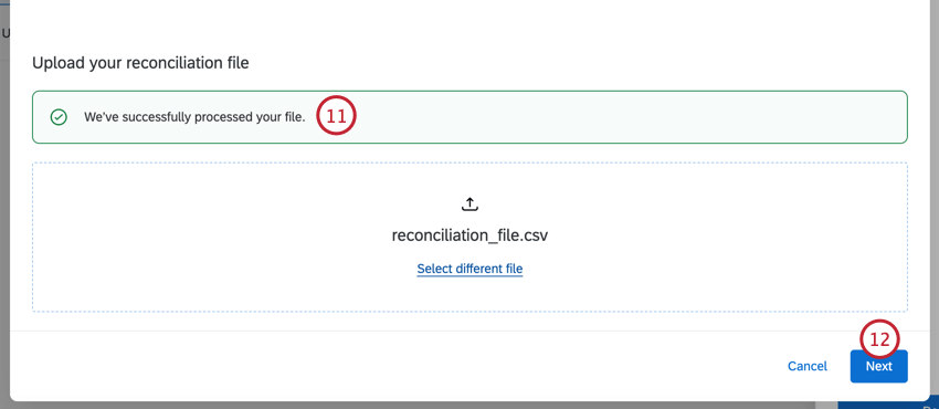 uploading the reconciliation file