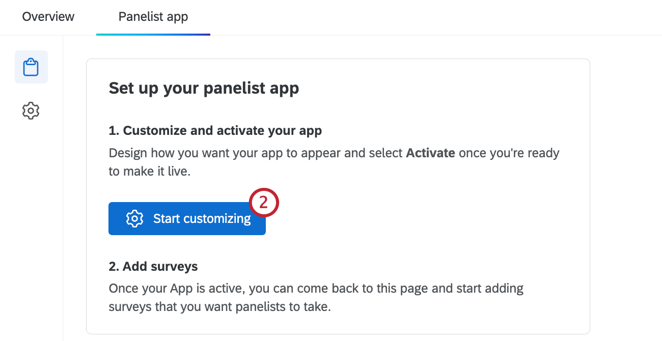 start customizing button within panelist app tab